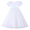 Girls' Sequin Puff Sleeve Princess Dress - Long Mesh Flower Girl Wedding Summer Formal Attire