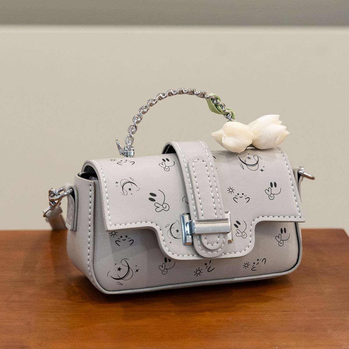 

DIY handmade woven bag, hand-sewn material bag, printed portable messenger bag, gift for girlfriend and girlfriend серый