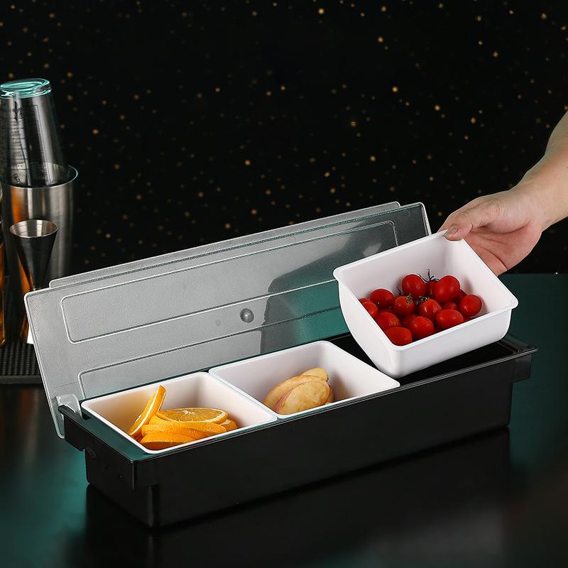 Fruit Box Condiment Container 4-6 Grids With Lid Large Capacity Bar Divided Fruits Bowl Household Seasonin Box Food Storage