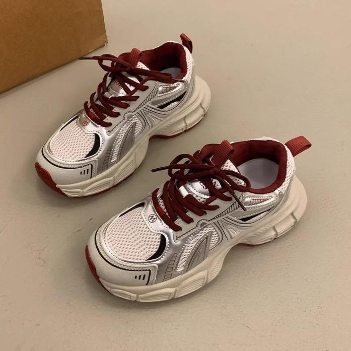 

2025 new spring and autumn Hong Kong style platform dad shoes for women to increase their height and show their feet. Small and versatile super 40 бордовый