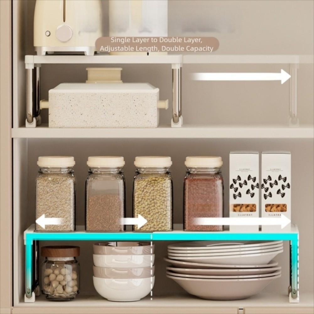 Schichtiger Organizer Küche Ausziehbarer Regal Ausziehbarer Regal Verstellbar Arbeitsplatten Lagerregal Platzsparend Schrank Organizer