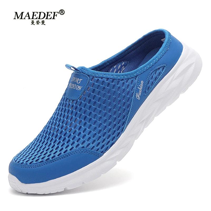 

MAEDEF Men Slippers Summer Shoes for Man Breathable Shoes Men Flat Casual Shoe Male Light Comfortable Mesh Half Slippers Sandals 40