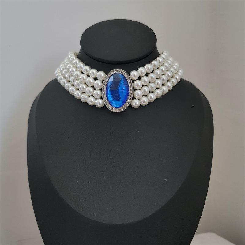 Korean Retro Pearl Diamond Fringed Neck Chain Internet Celebrity Temperament Design Sense Flower Bow Collarbone Chain Necklace Female
