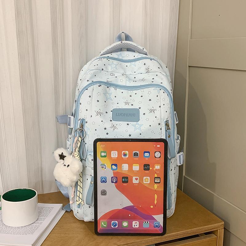 Student Schoolbag Star Printed Backpack Junior High School Student Class Backpack