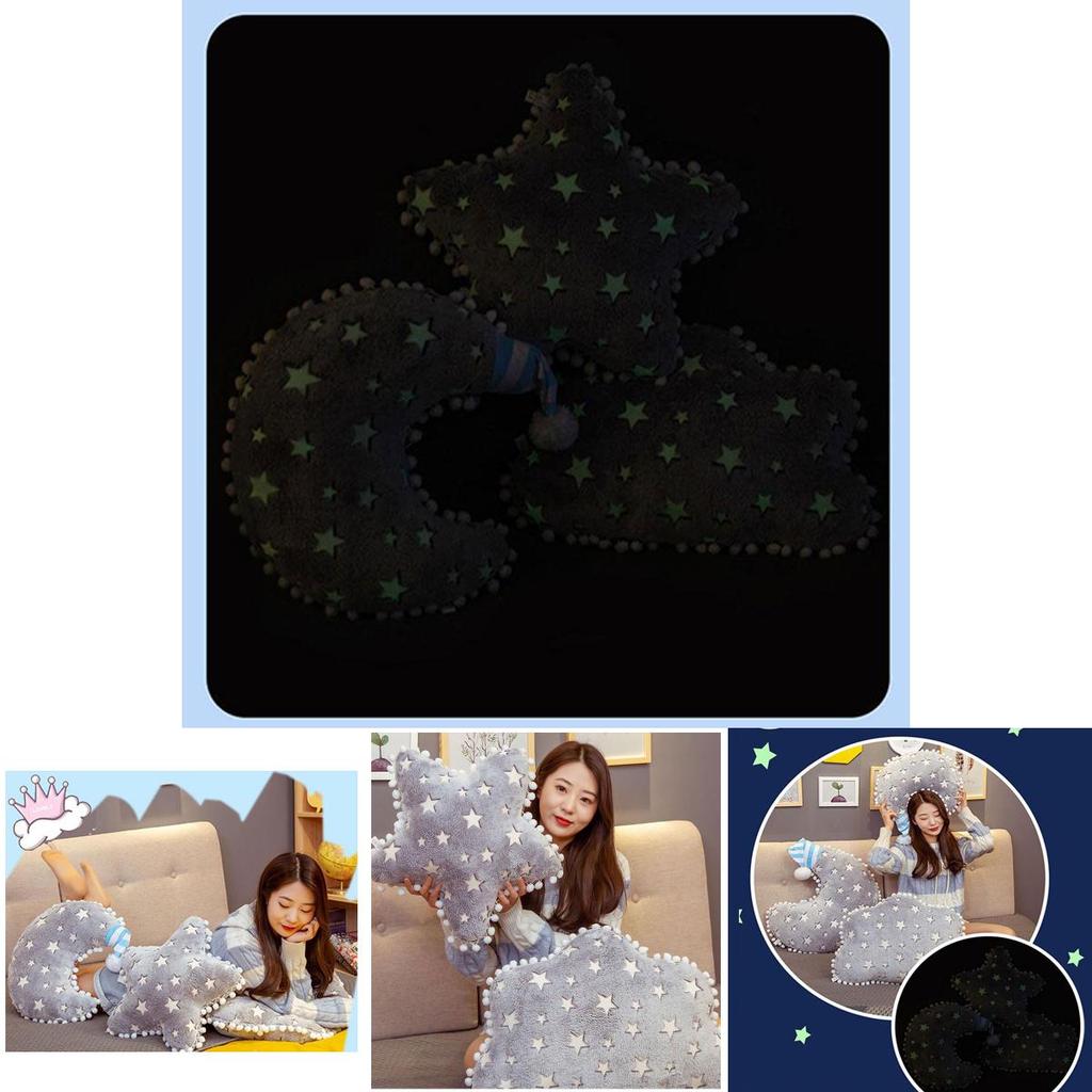 Moon And Stars Plush Pillow For Home Decor And Gift Giving Glowing Night Light Cushion