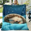 1pc an Ultra-Soft Sleeping Hedgehog Patterned Blanket, a Lightweight And Comfortable Shawl Blanket, Featuring an Animal Theme Suitable for All Seasons