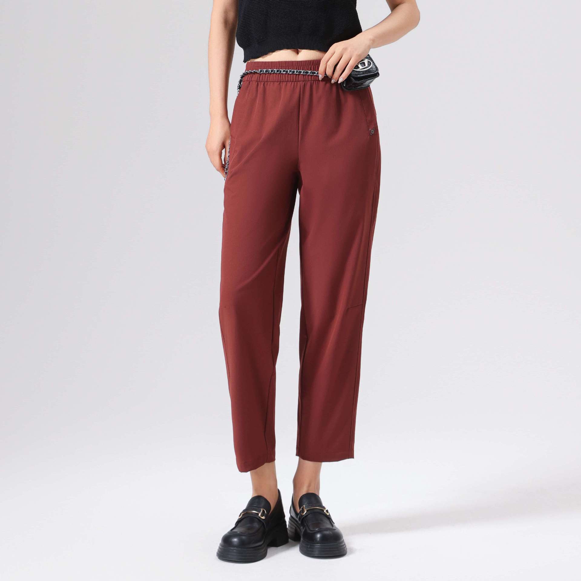 

Comfortable Woven High-density Quick-drying Ice-feel Moisture-wicking Sun Protection Women s Pants L червоний