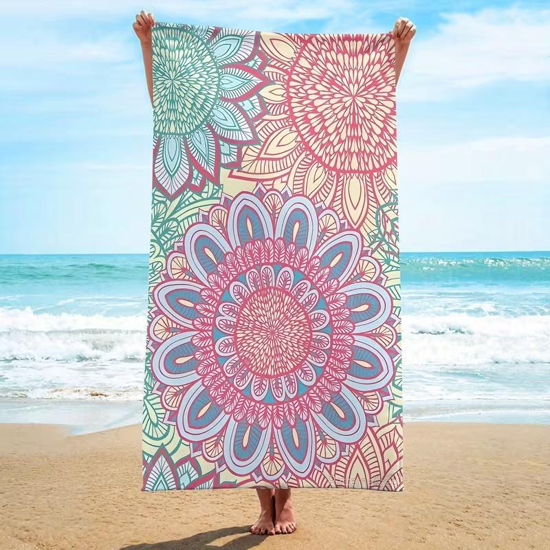 

Black Floral Beach Towel Is Lightweight and Comfortable Suitable for Swimming Diving and Summer Entertainment Towels Bath Towels W30*H60(CM)