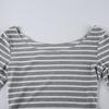 Spring and Autumn Models Women's Street Slim Personality Bottoming Casual One Shoulder Long-sleeved Striped T-shirt