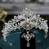 DIEZI Barock Vintage Königin Kristall Wassertropfen Anhänger Krone Braut Elegant Perle Diademe Diadem Mädchen Hochzeitsparty Stirnbänder