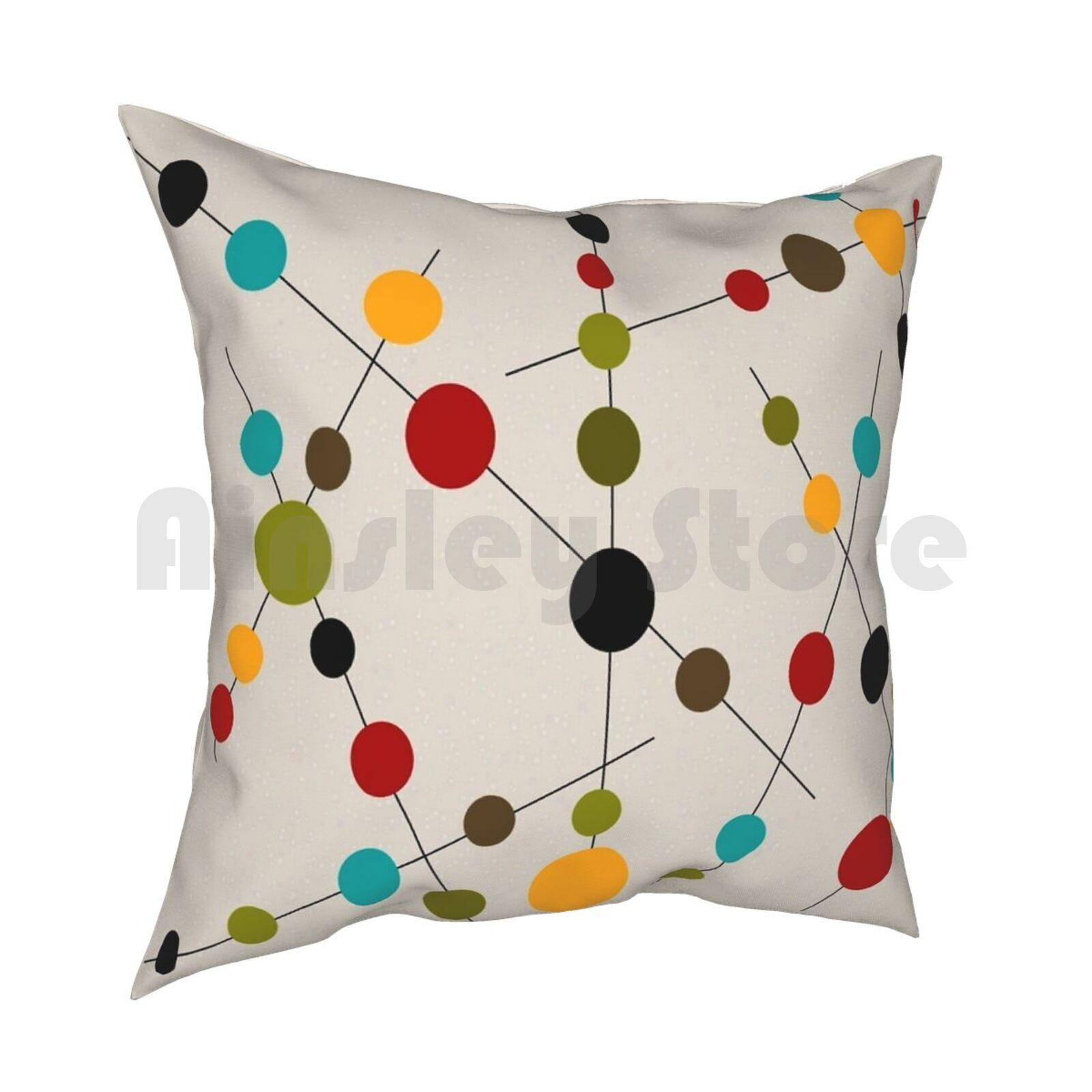 Sticks And Bubbles Pillow Case Printed Home Soft DIY Pillow Cover Atomic Era Atomic Age Mid Century Modern Abstract Atomic 30x30cm 12x12in