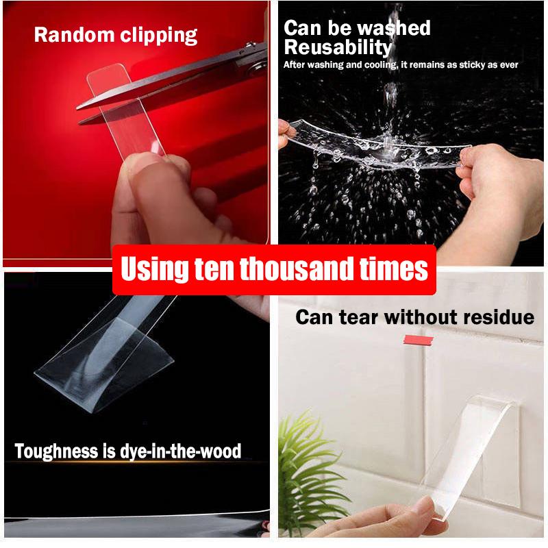 60PCS/BOX Reusable Double Sided Adhesive Multifunctional Non-marking Waterproof Tape