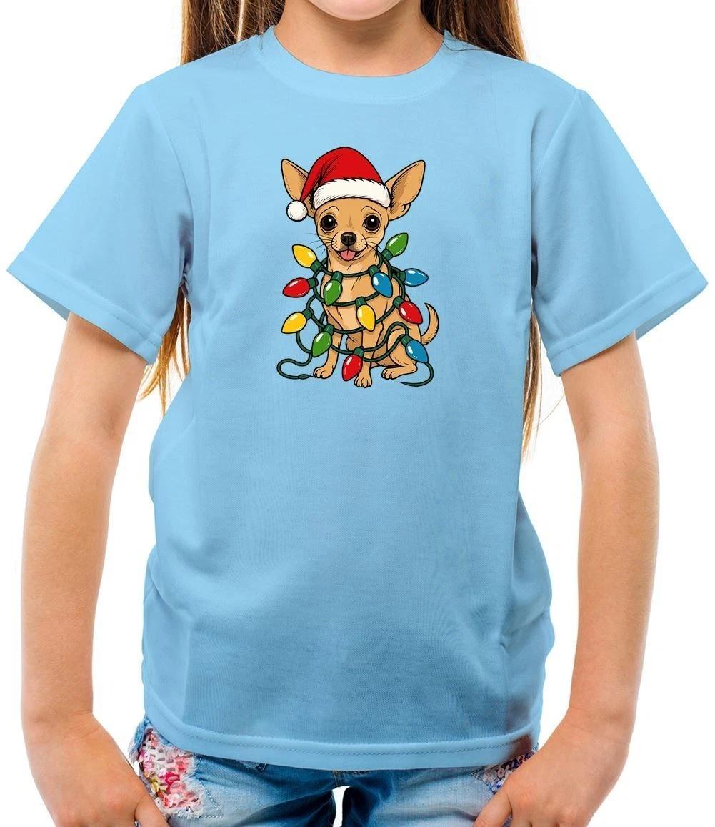 Chihuahua Christmas Lights - Kids T-Shirt - Dog Cute Funny Xmas Pet Love 110