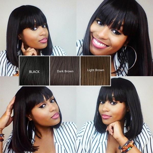 

Короткий прямой боб парик для косплея для модных женщин, девушек, профессиональный салон (Сетка в комплект не входит) темно-коричневого