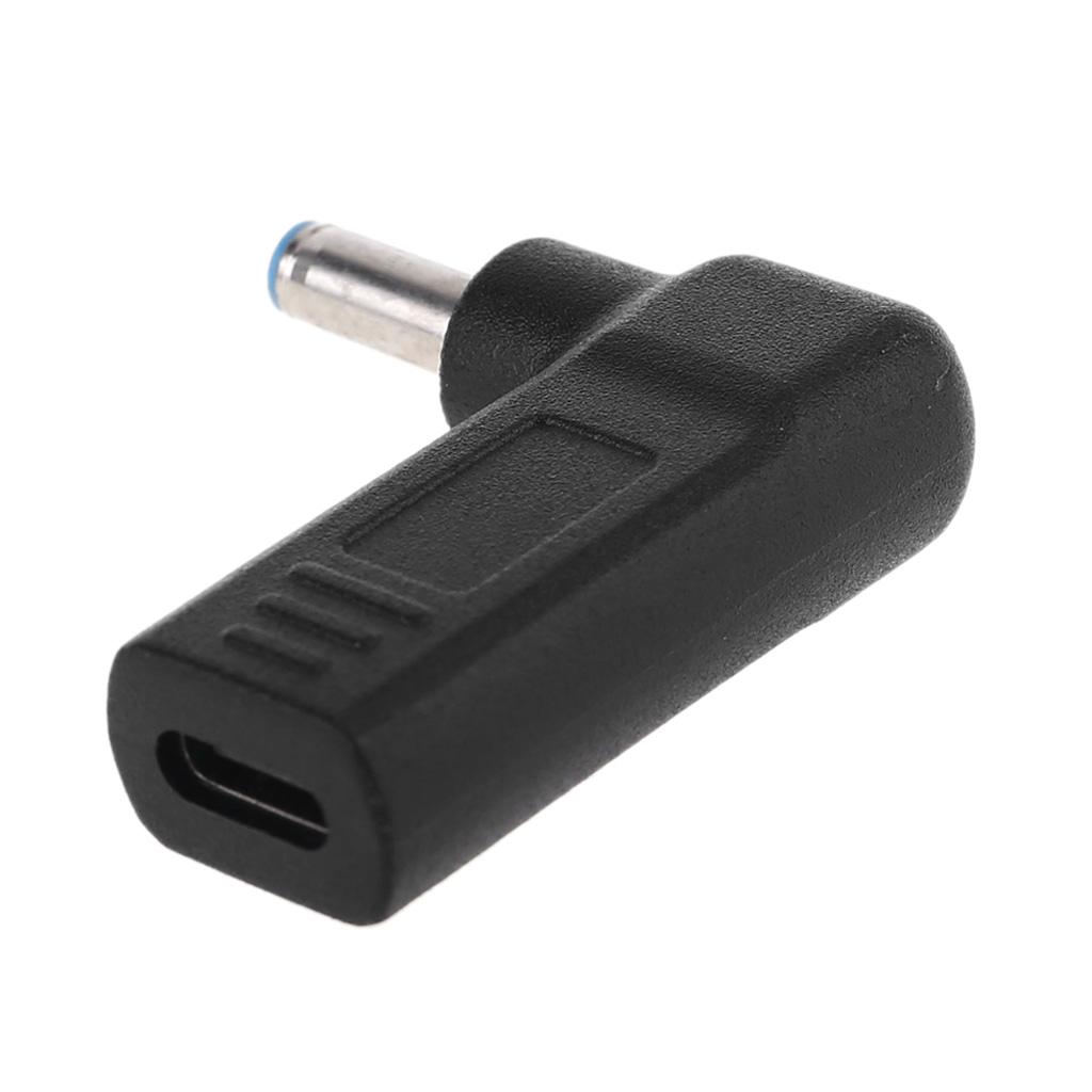Type-C Female To 4.5x3.0mm Male Plug Adapter 90° Angle DC Power Converter Fit for HP for Envy Elitebook 820 G3 820 G