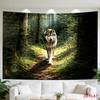 1Pc Wolf Forest Woodland Tapestry Wall Hanging, Decorative Fabric Poster for Bedroom, Living Room, Dorm & Home Decor