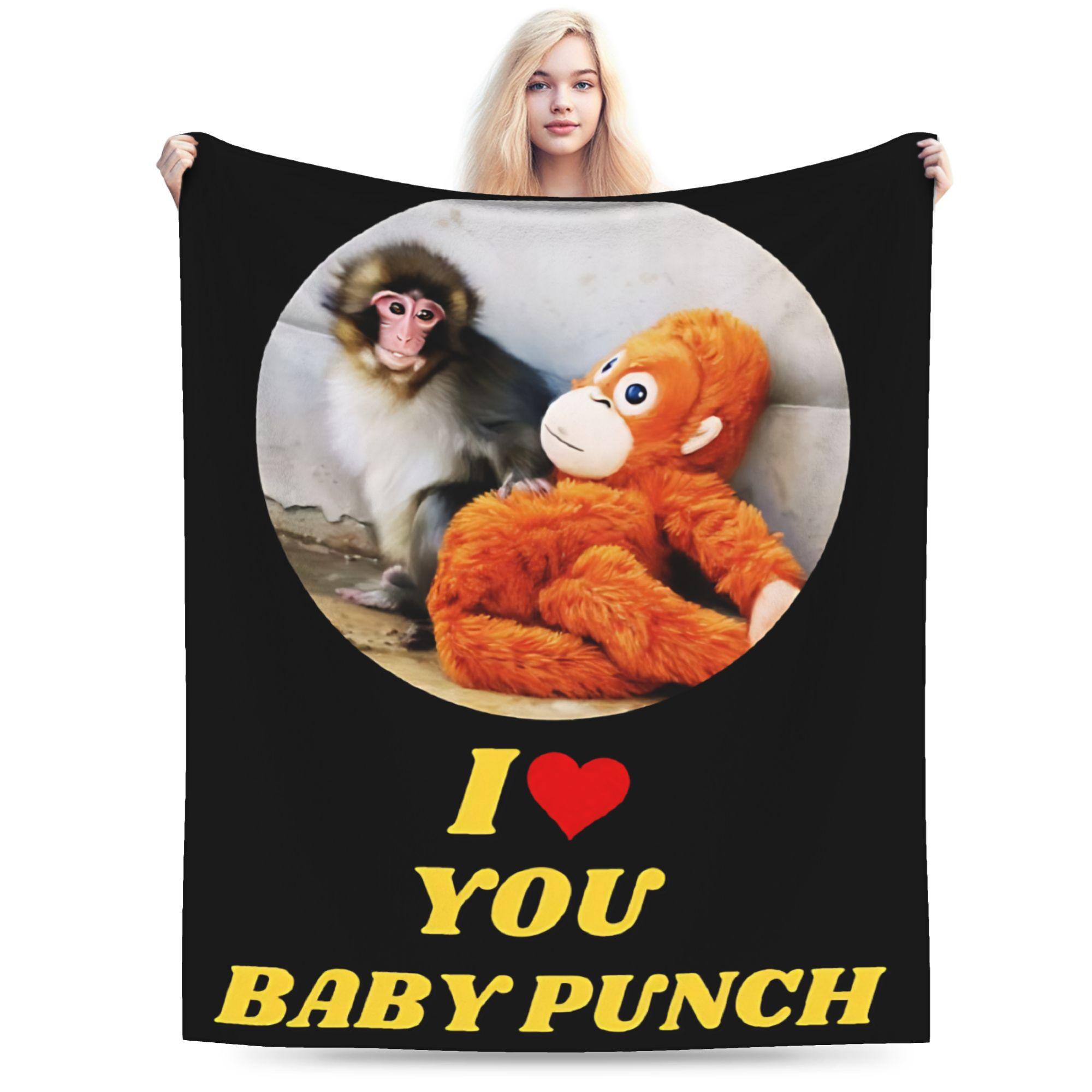Punch Monkey Throw Blanket Soft Cozy Trend Blanket For Outdoor Travel Flannel Bedspread Bed Cover 75x90cm