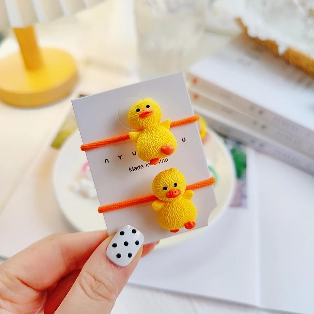 2PCS Cartoon Cute Bear Duck Kids Elastic Hair Bands Children Hair Ties Girls Hair Accessories Baby Headdress