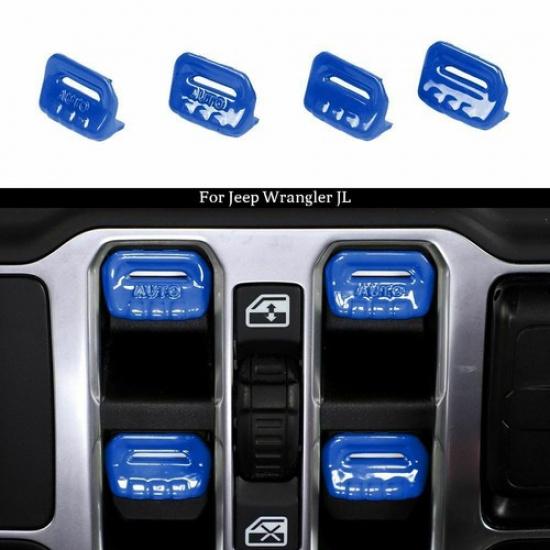 Center Console Window Lift Switch Button Cover For Jeep Wrangler JL JT 2018+Blue