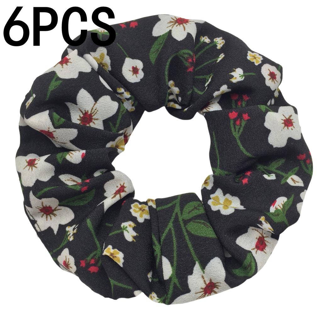 6pcs/lot Hair Scrunchies Bands Scrunchy Ties Ropes Ponytail Holder for Women Accessories Fabric Headwear Ditsy Floral Sweet Cute