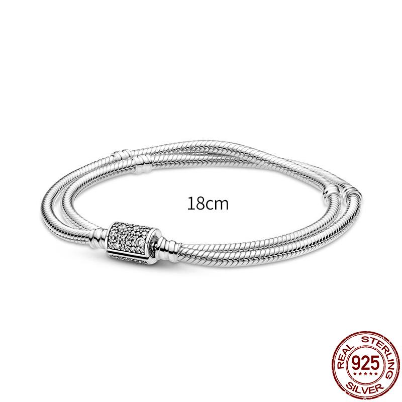 925 Silver Snake Chain Charm Bracelet For Women Fits Original Pendant Bead Heart Jewelry New In