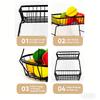 Detachable Two-Tier Metal Wire Fruit Basket Kitchen Countertop Storage Rack for Living Room Tabletop Organization and Display