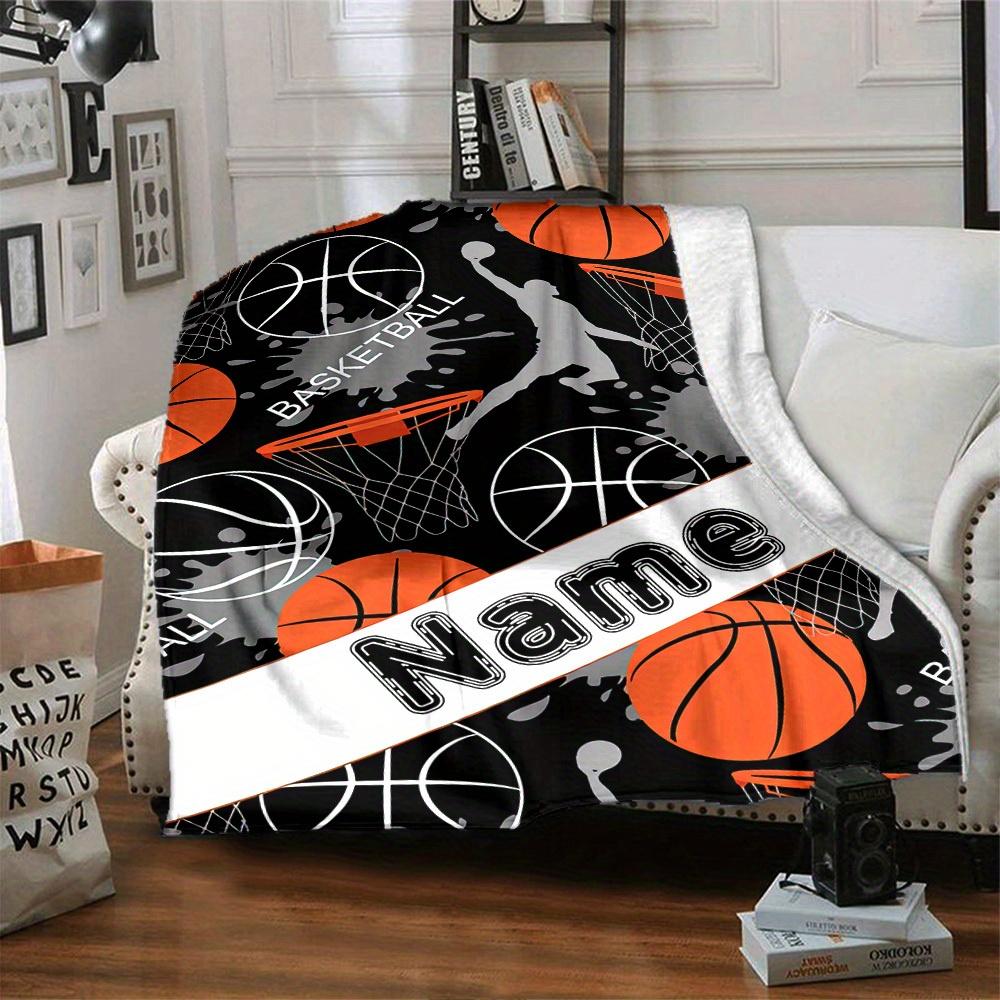 Basketballthemed Home Customize Your Name Blankets Comfortable Soft Lightweight Allseason Multipurpose Blanket For Picnics Sofas Offices Beds Living