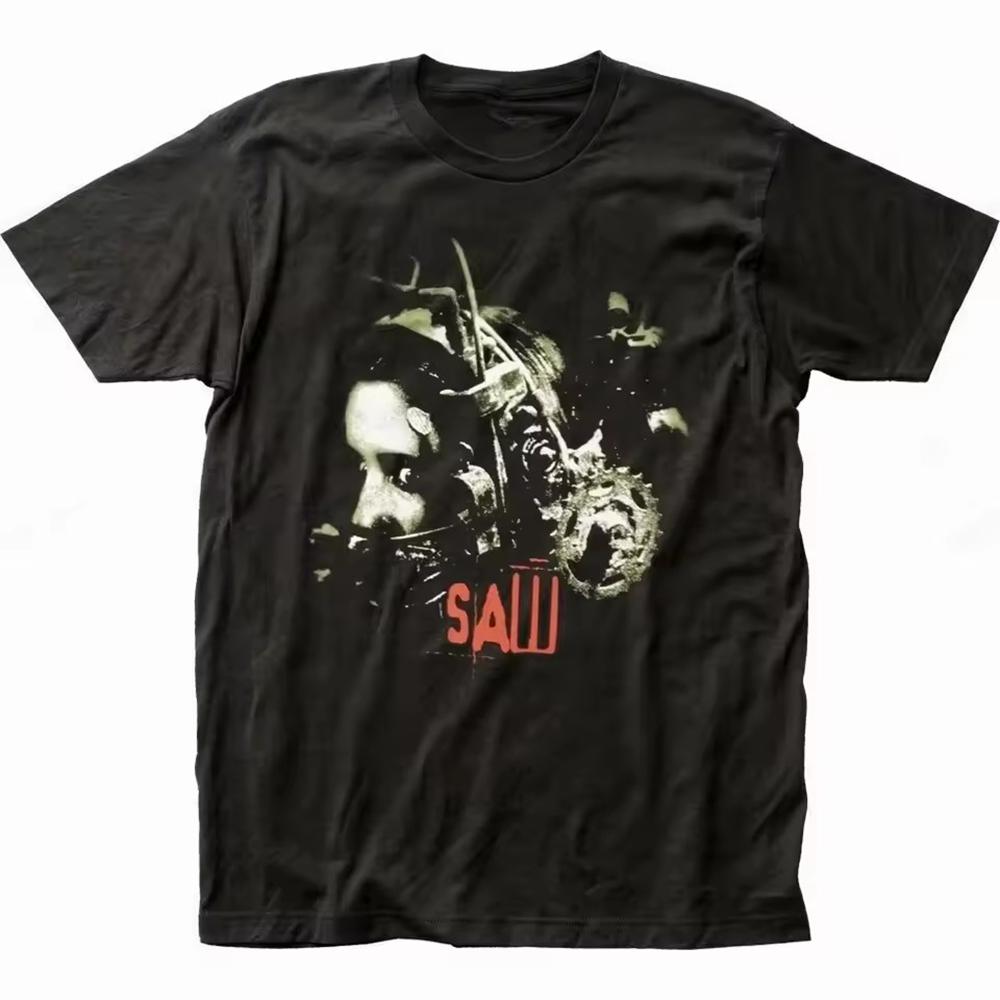 

Movie SAW Horror Head Torture Tee Shirt Homme New in Top Men Clothing short sleeve Round Neck Printing Pullover T-Shirt 50295 3XL