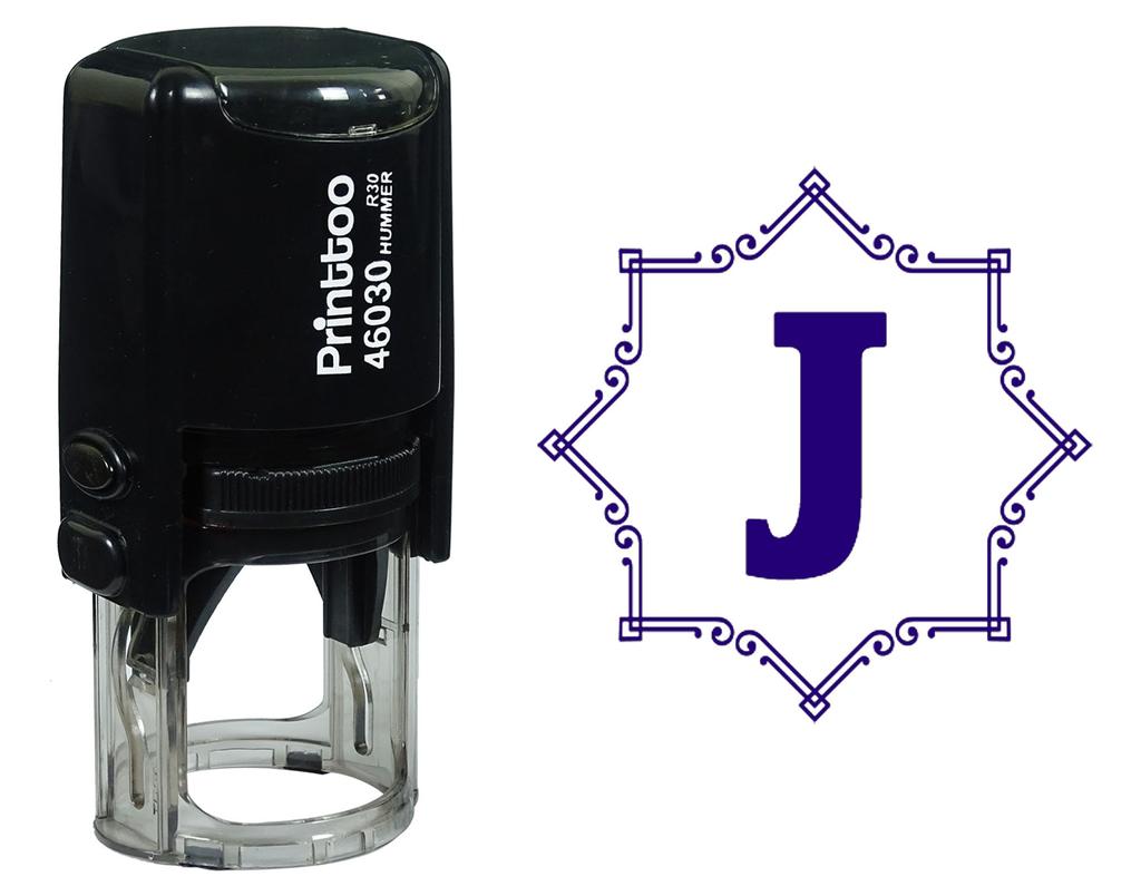 Printtoo Octagon Celtic Swirl Frame Alphabet J Monogram Self Inking Rubber Stamp Office