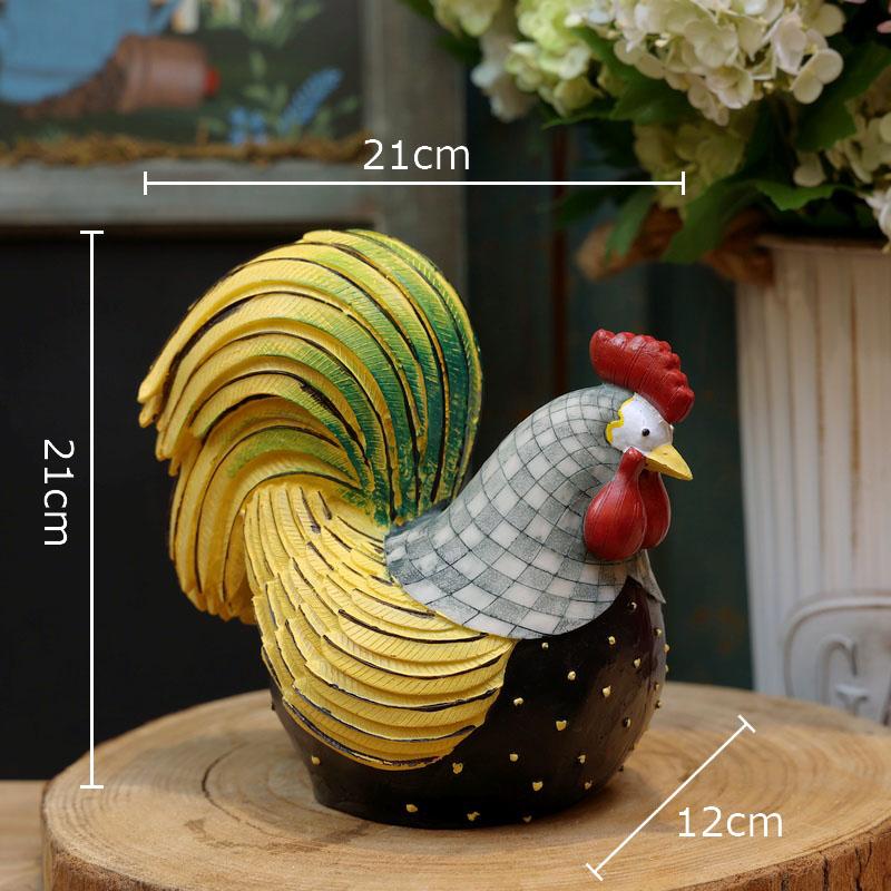 Barevná soška kohouta Ozdoby Dekorace na stůl Zvířecí sošky Pryskyřičné umělecké dílo Kohout Moderní řemesla Dekorace estetiky místnosti