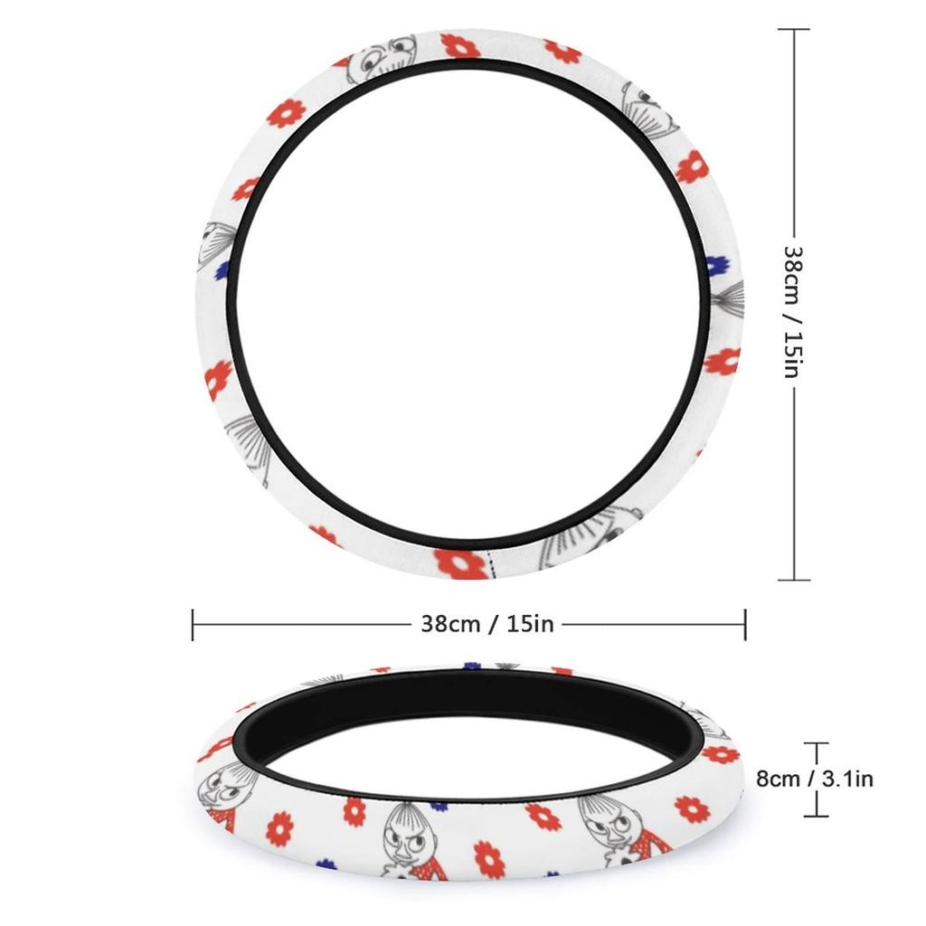 Moomin Car Steering Wheel Cover for Kei and Standard Comfortable To the Luxury Interior Suitable for All 38cm Cars, Stylish, Non-Slip,