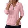 Women's Fashion Long Sleeve Solid Color Casual Collared Zipper Long Sleeve Pocket Sweatshirt