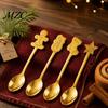 Duurzame Metalen Theelepels 4 Stuks Kerst Roestvrij Staal Set, Peperkoekman Boom Koffie Nieuwigheid Feestartikelen Roerlepels, Dessert