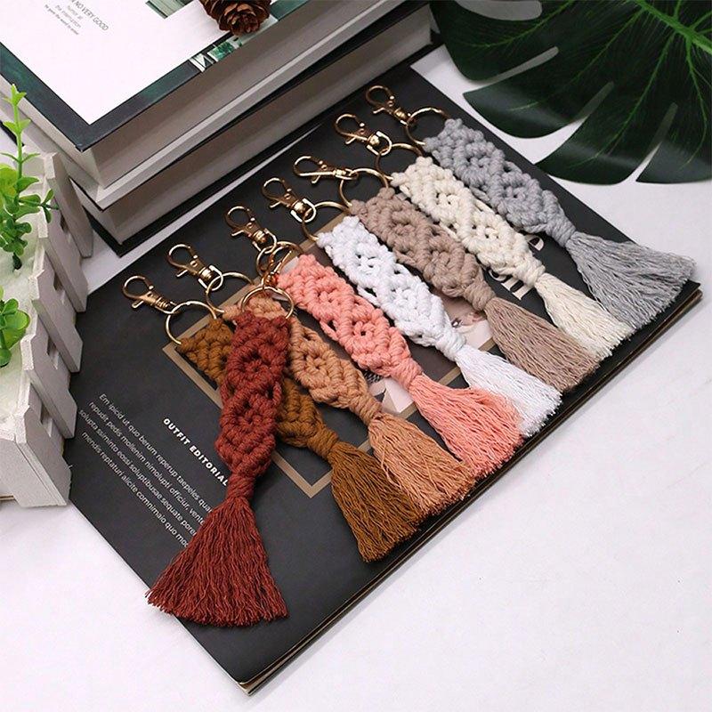 Boho Style Key Chain Handmade Rope Braided Key Bag Decoration Pendant Phone Case Lanyard Gift for Friends