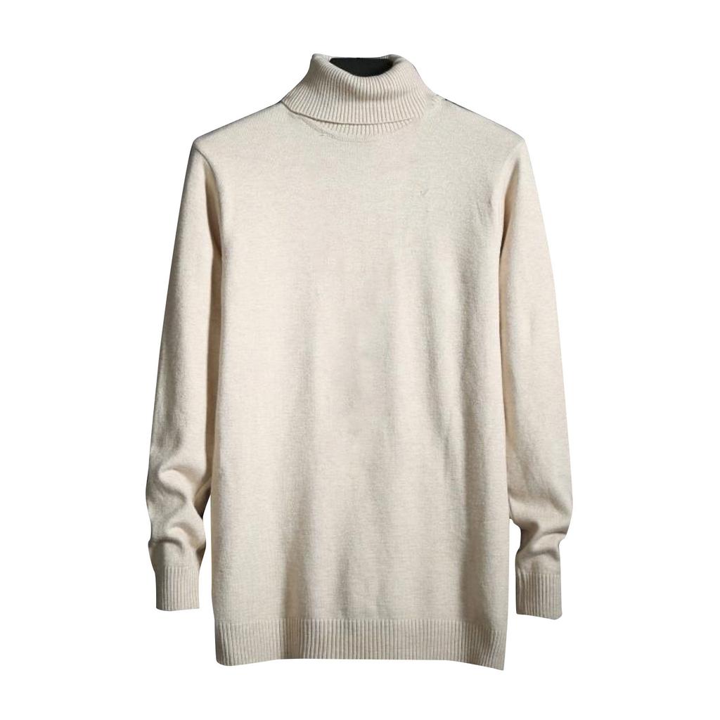 Men's High Collar Slim Sweater  Winter Casual Solid Color Knitted Sweater