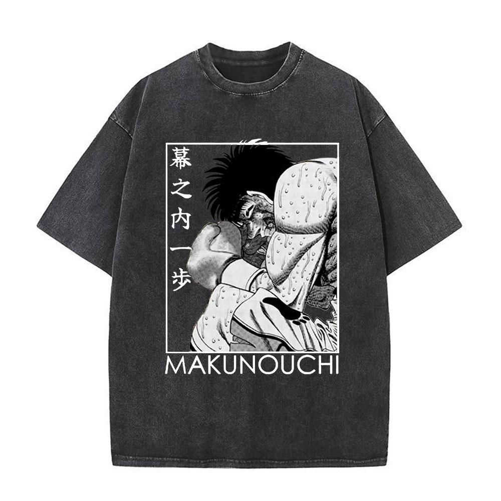 Anime Hajime No Ippo Siłownia Bokserska Kamogawa Koszulki Washed Makunouchi Takamura KGB Koszulki Odzież Męska Codzienna Bawełniana Koszulka