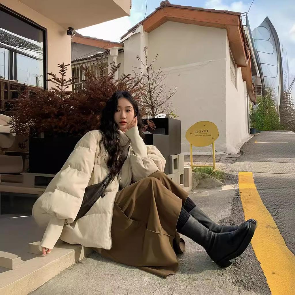 Damen wattierte Winterjacke aus Cord, locker, verdickt, Baumwolle, Design, trendige wattierte Kleidung