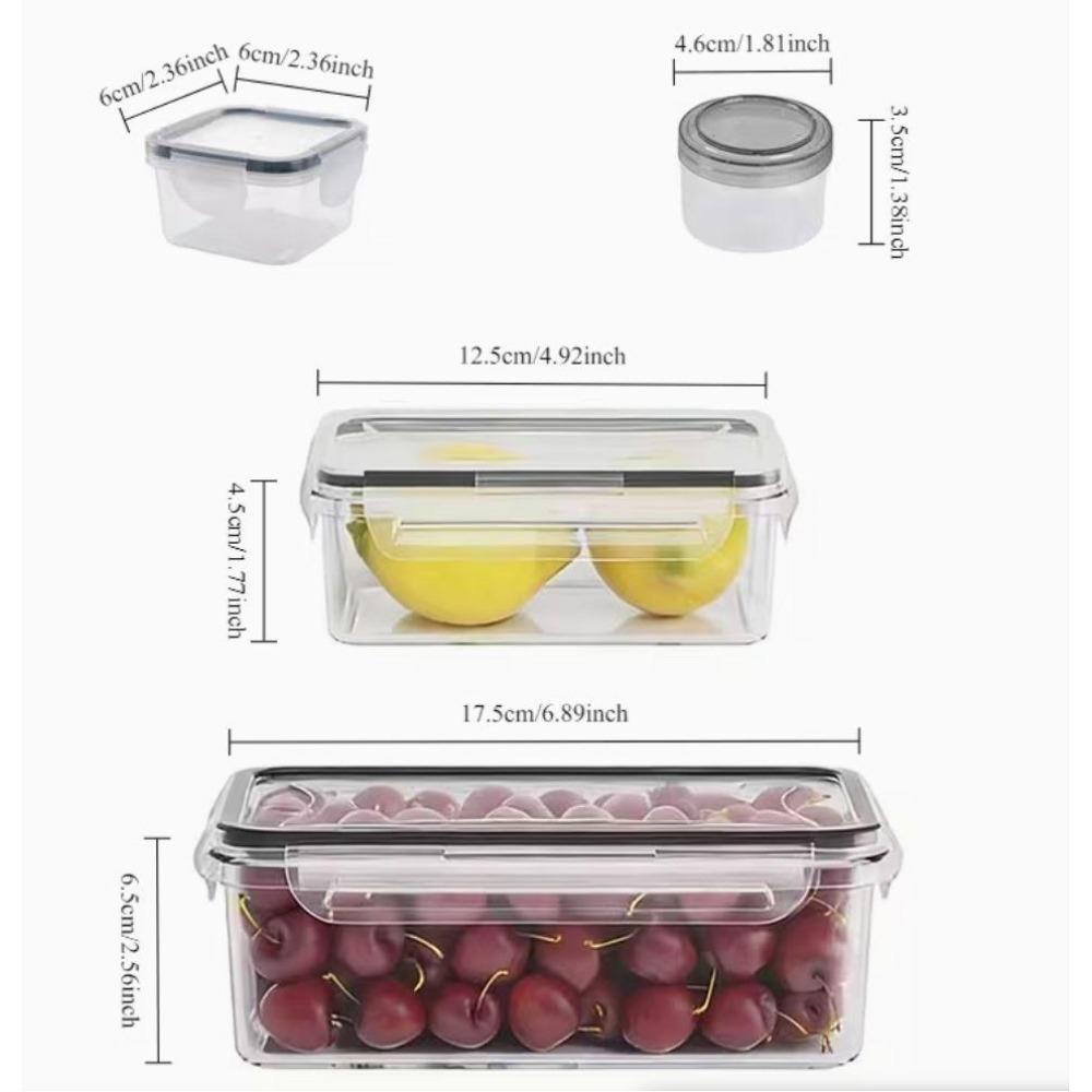 

4-Piece Clear Food Storage Containers with Snap Lids, Reusable for Fruits Vegetables Pasta Dry Goods