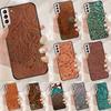 Brown Tooled Leather Pattern Funda Case For Samsung Galaxy S25 Ultra S9 S10 S20 S21 FE S22 S23 Plus S24 Ultra Phone Cover