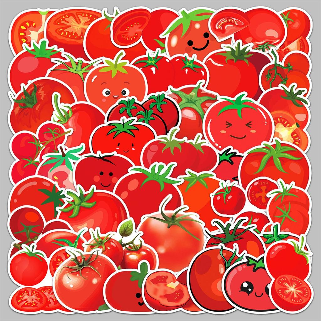 50 Tomato Cartoon Stickers – Waterproof Decorative Stickers for Laptops & Phones