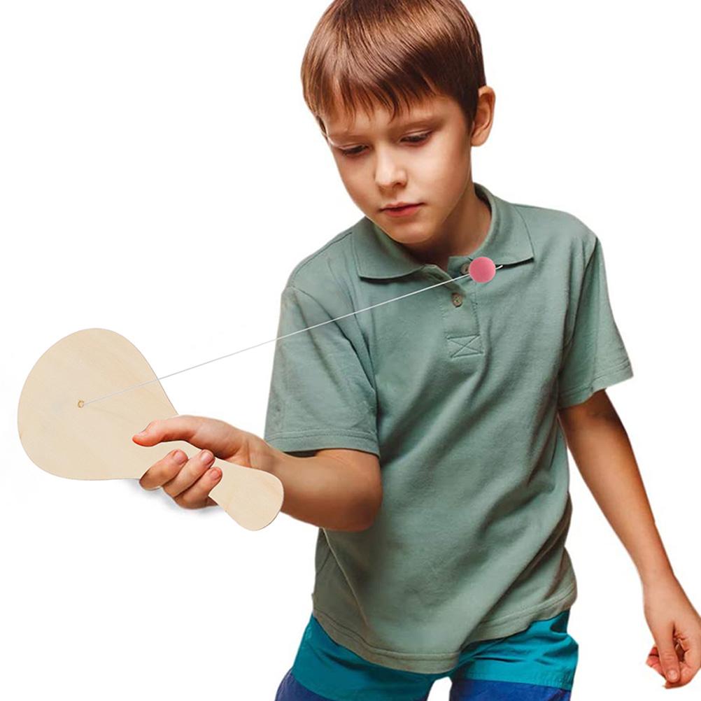 Racket Handmade Party Favor Toys Wood Paddle Ball Wooden Beach Kid Unfinished Classic Paddleball Game