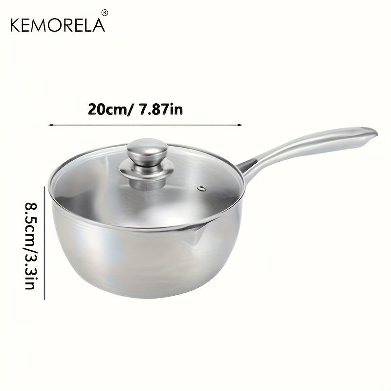 KEMORELA 304 Three-Layer Stainless Steel Soup Pot 16/18/20cm Cooking Pot With Glass Lid Dishwasher-Safe Induction Cooker-Safe