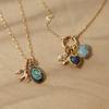 Collana in Acciaio Inossidabile con Ciondolo a Cuore, Nuvola, Fiore e Uccello in Zircone Colorato
