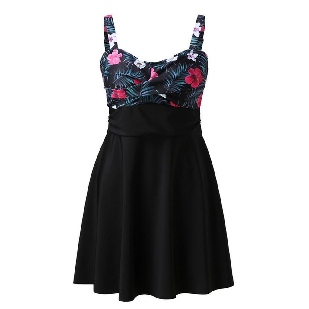 Plus Size Two Piece Swimsuit Tankini Set with Printed Skirted Bottom and Adjustable Straps for Women Swimwear Bathing Suit