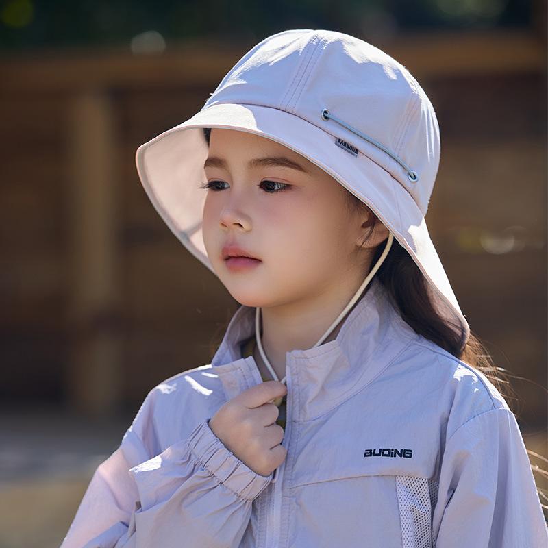 

Летняя детская шляпа-панама из искусственного шелка, солнцезащитная шляпа для мальчиков и девочек, тонкая шляпа для альпинизма Recommended head circumference 46-53cm