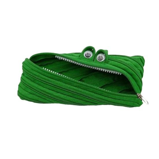 

Pencil Case Large Capacity Cartoon Shape One Zipper Stationery Holder Multifunctional School Supplies Organizer зелёный