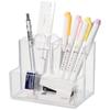 Simple Desk Pen Holder Clear Stationery Organizer Multifunction Pencil Storage Box  Home Office