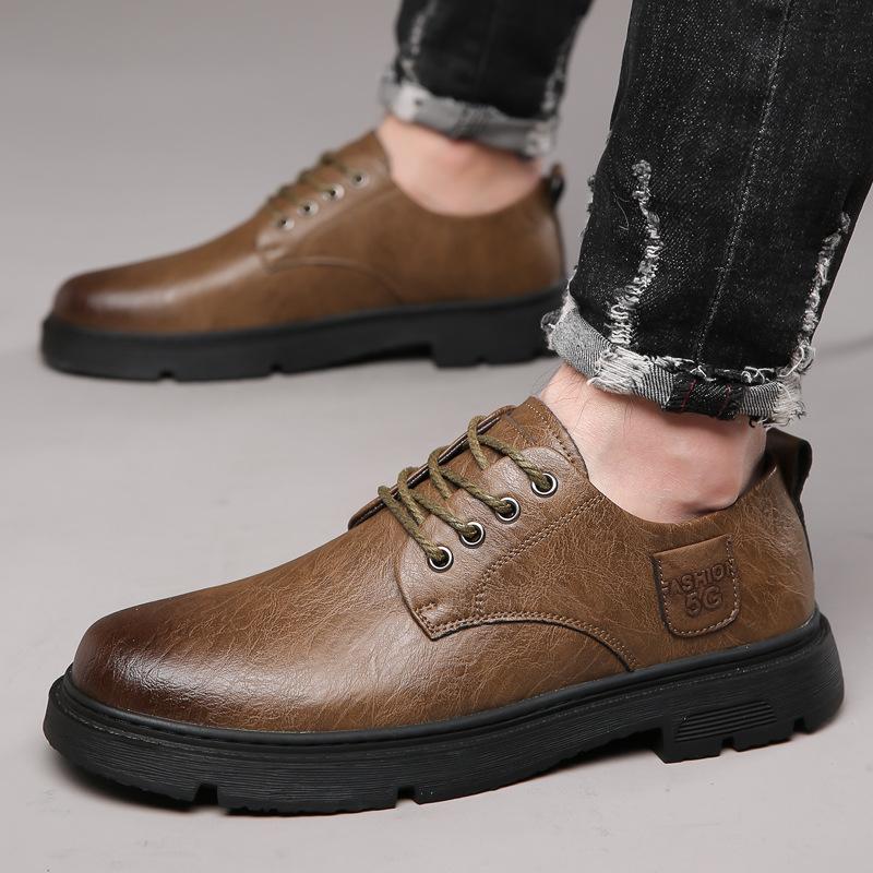 Casual leather shoes men's tooling shoes 2025 spring new fashion trend men's single shoes