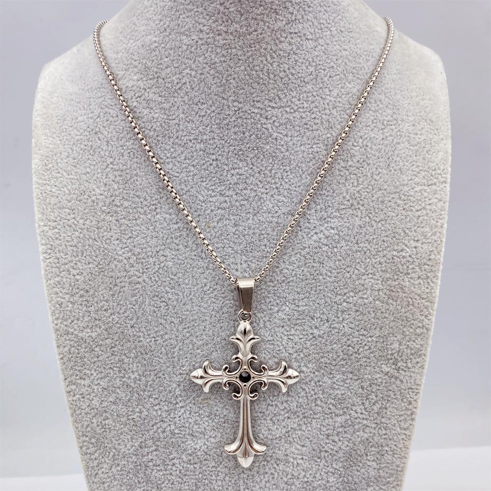 Men's Cross Pendant Necklace Titanium Steel Women's Necklace Cross Hip Hop Titanium Jewelry