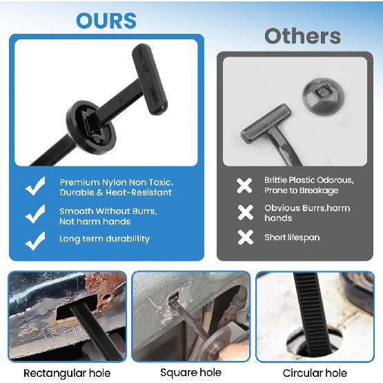 150 Pcs Nylon Universal Cable Tie Buckle, T Style Zip Ties Button Fixion Tools, Automotive Replacement Rivet Fixing, Clips for Cars Repair Engine